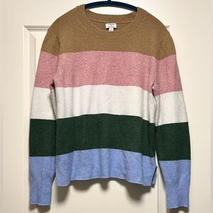 J Crew Striped Crewneck Sweater in Extra Soft Yarn Cozy Pullover Colorblock L